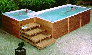 Плавательный СПА бассейн Swim Spa Combi премиум, размер 225х225х95 см