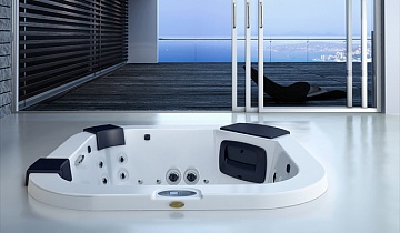 СПА бассейн Jacuzzi Italian Design Delfi Pro 190x190x80 см чаша Silver Pearlscent обшивка Тик (с теплообменником)