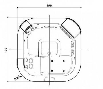 СПА бассейн Jacuzzi Italian Design Delfi Pro 190x190x80 см чаша Ocean Blue обшивка Дуб рифленый (с теплообменником)